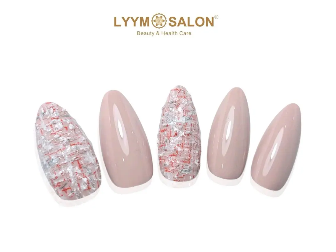 ネイル 韓国ネイル オフィスネイル ピンク シンプルネイル ツイードネイル ハンドネイル LYYM Salonのネイルデザイン