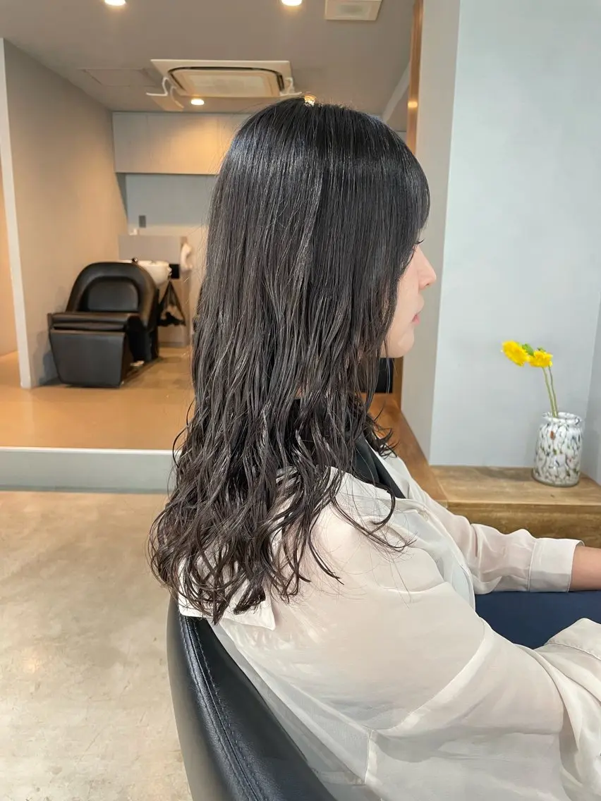セミロング パーマ セミロングパーマ 髪質改善 縮毛矯正 【表参道】Ruri デジタルパーマのヘアスタイル