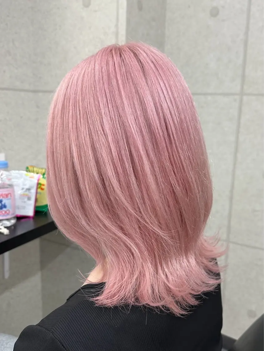 ミディアム カラー ピンクカラー ヘアカラー トリートメント PSY【サイ】池袋 KYOKAのヘアスタイル