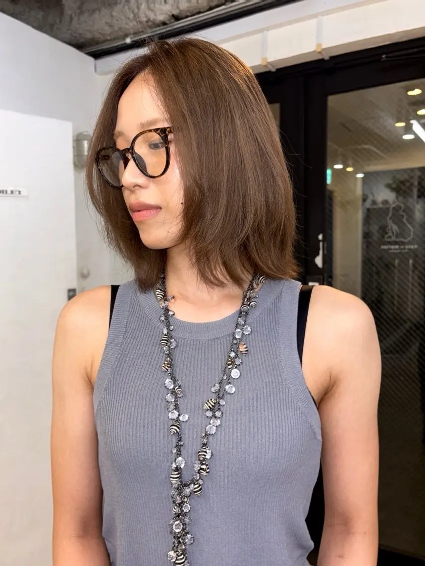 ミディアム カラー ミディアムレイヤー アッシュ ブリーチ ボルドーカラー ブラウンカラー カット ヘアカラー トリートメント 暖色系特化さくら /福岡天神/レイヤーのヘアスタイル