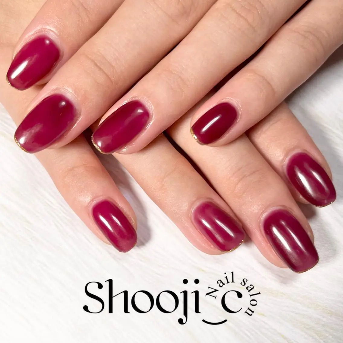 ネイル アートネイル ボルドー クリアネイル ジェルネイル キラキラネイル Shooji_c Nail salonのネイルデザイン