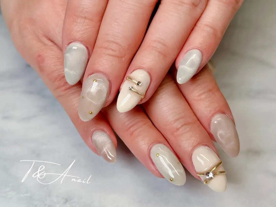 ネイル 長さ出し ジェルネイル ハート マグネットネイル スカルプネイル T&A nailのネイルデザイン