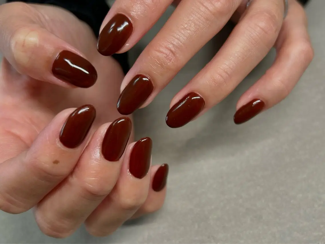 ネイル ブラウン ワンカラーネイル amo_nail 岡山市南区自宅ネイルのネイルデザイン