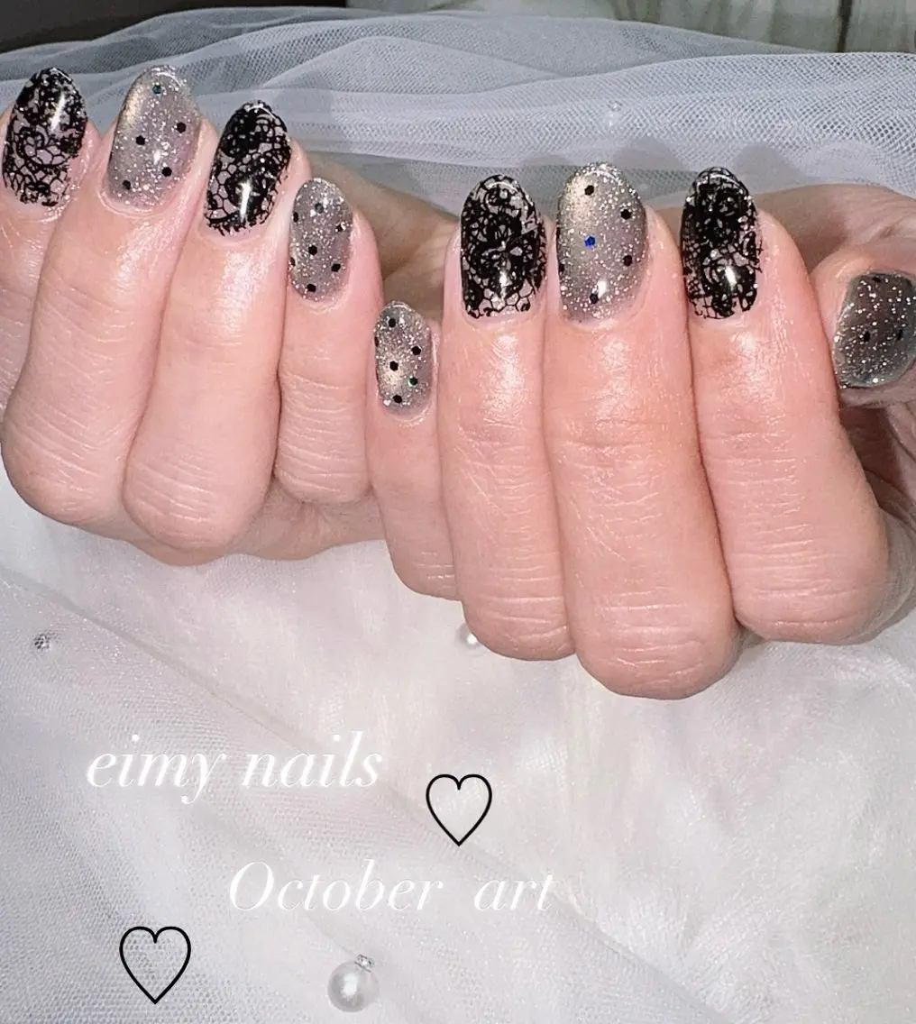 ネイル フラッシュネイル フラッシュマグ レース ラメ(グリッター) マグネットネイル ハンドネイル eimy nails♡のネイルデザイン