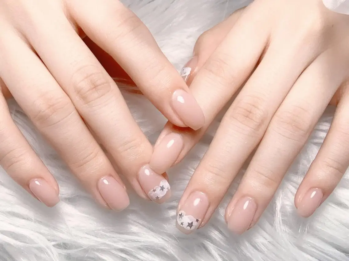 ネイル アートネイル フラッシュネイル フレンチネイル ジェルネイル ガラスフレンチ ハンドネイル M2 BEAUTY Rikaのネイルデザイン