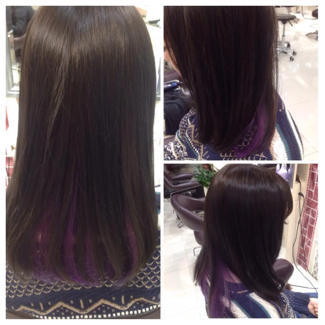 セミロング ロング カラー アッシュ インナーカラー パープルカラー ✨艶髪✨透明感✨ 山内大樹のヘアスタイル