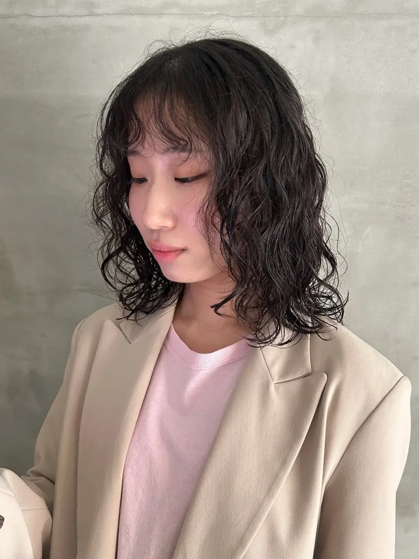 ミディアム パーマ カット パーマ トリートメント デザイン/アレンジ ❤︎イシイレイのヘアスタイル
