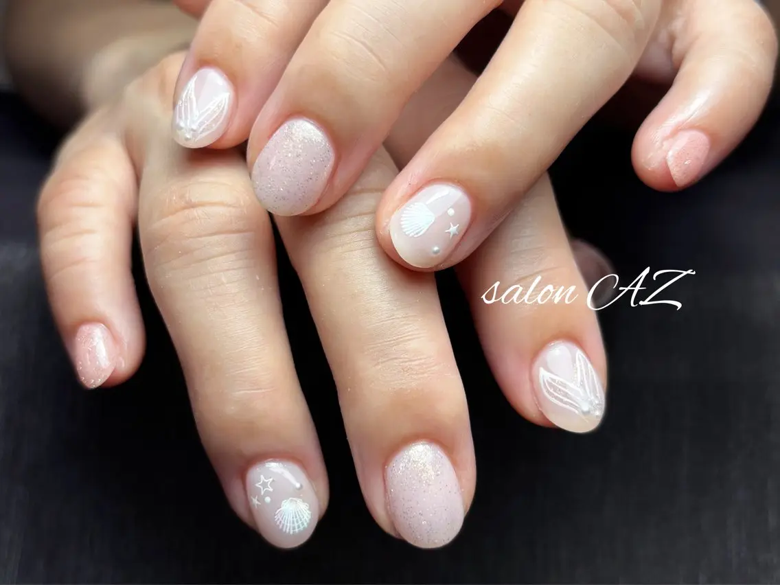 ネイル アートネイル 長さ出し フットネイル フレンチネイル ジェルネイル ハンドネイル salon AZのネイルデザイン