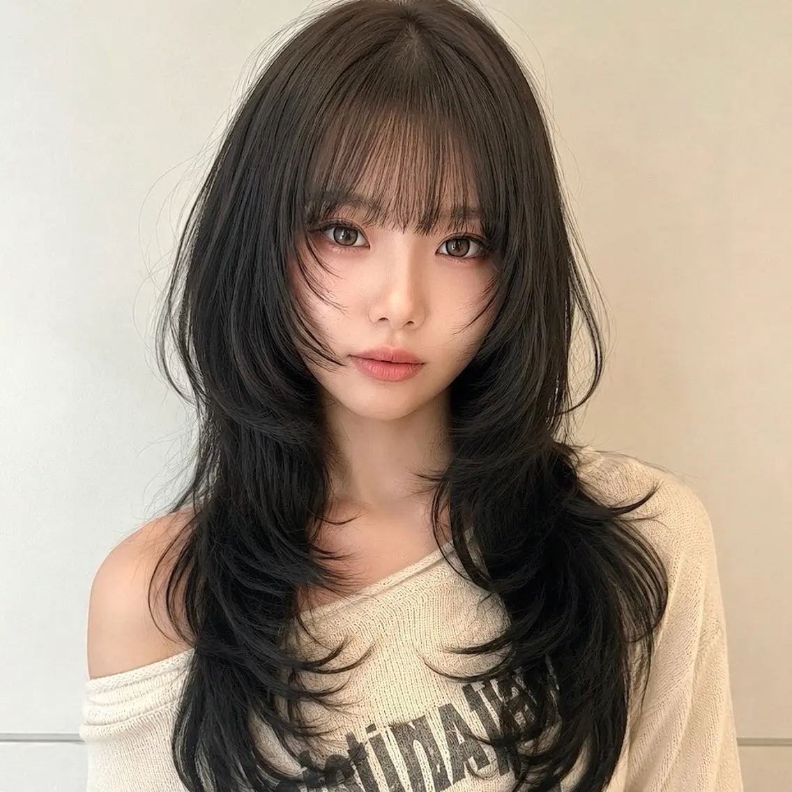 ロング ヘアアレンジ カット トリートメント 新宿/レイヤーカット 髪質改善/小顔見せのヘアスタイル