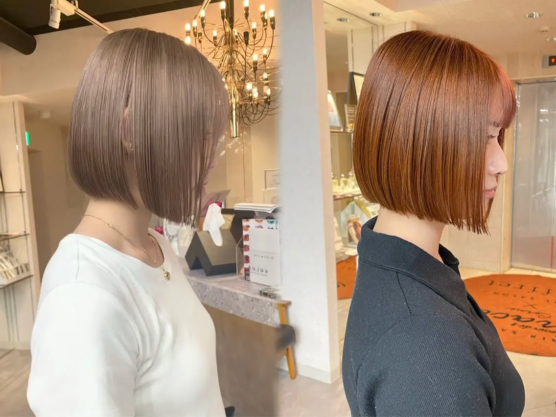 ミディアム カラー ベージュカラー ブリーチ ケアブリーチ ハイトーンカラー ミルクティーベージュ カット ヘアカラー トリートメント 透明感/ベージュ/ 艶髪/ボブ🫧門脇由のヘアスタイル