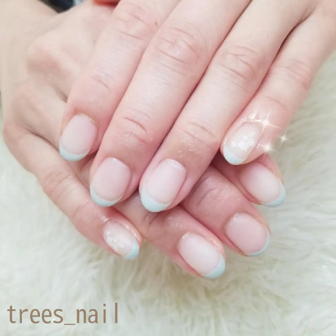 ネイル フラワーネイル フレンチネイル ジェルネイル グリーン マットネイル ハンドネイル フットネイル trees_ nailのネイルデザイン