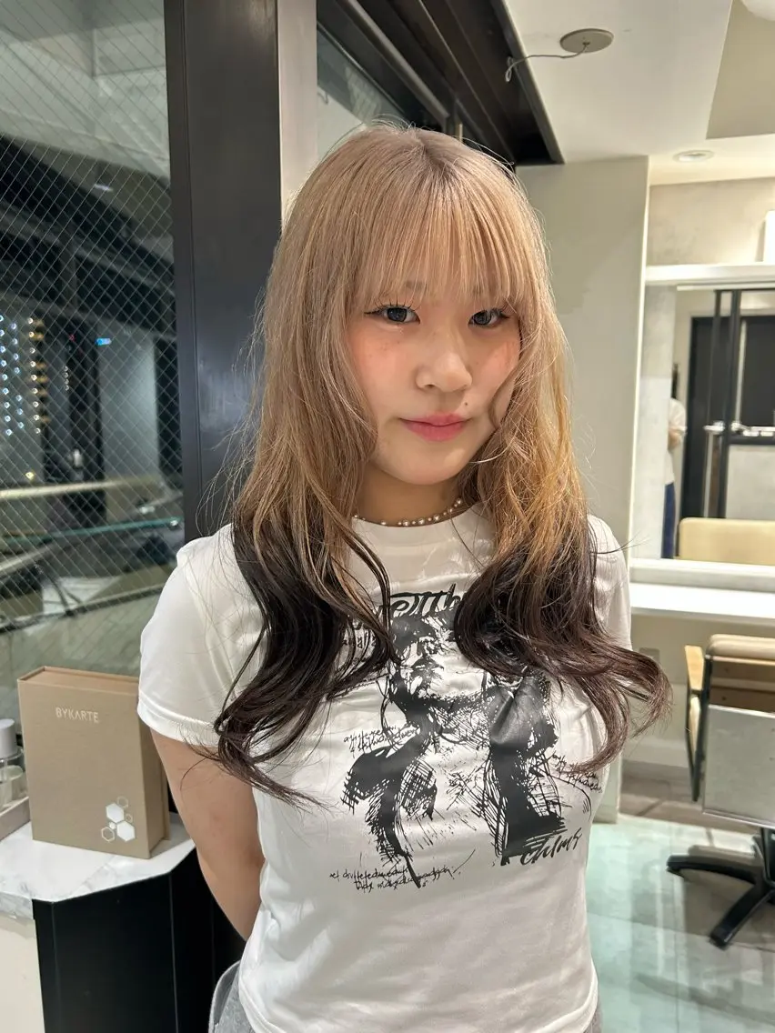 セミロング カット ヘアカラー ボブ/レイヤー ケンショウのヘアスタイル