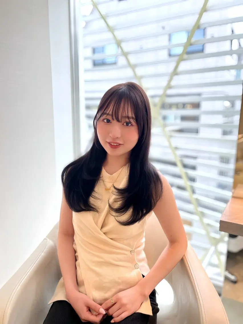 セミロング 縮毛矯正 トリートメント カット ヘアカラー トリートメント ♥️褒められ艶髪× 髪質改善/ゆず♥️のヘアスタイル