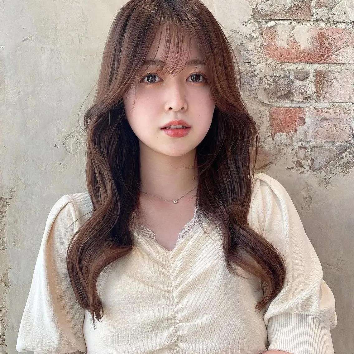ロング カラー くびれヘア ロング シースルーバング サイドバング ヘアカラー トリートメント 顔周り/くびれヘア 韓国ヘア💕風間るなのヘアスタイル