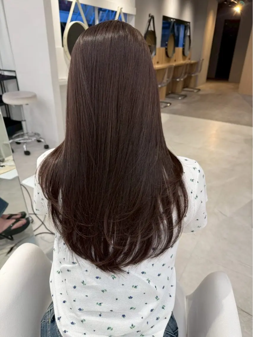 ロング カラー 透明感カラー ピンクカラー ヘアカラー トリートメント 米野 寿利奈のヘアスタイル