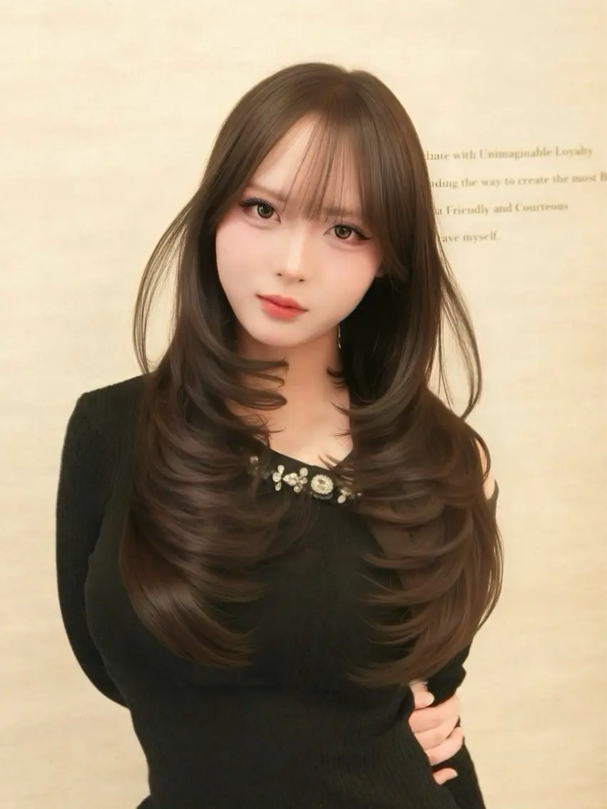 ロング 顔周りカット 韓国風ヘア 似合わせカット 小顔カット カット ヘアカラー トリートメント 本場韓国ヘア/ レイヤー/SHUのヘアスタイル
