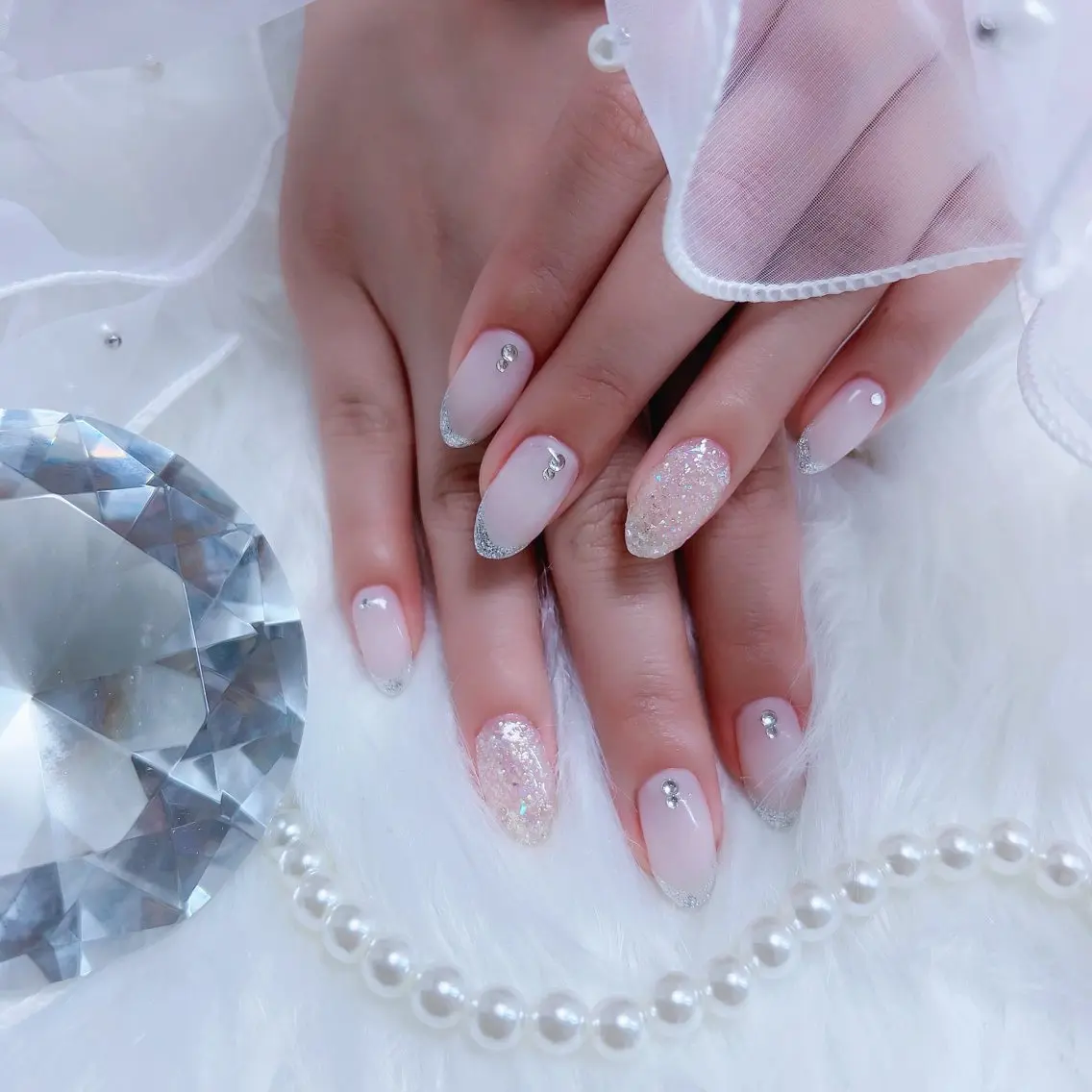 ネイル フレンチネイル ラメ(グリッター) Nail salon suuのネイルデザイン