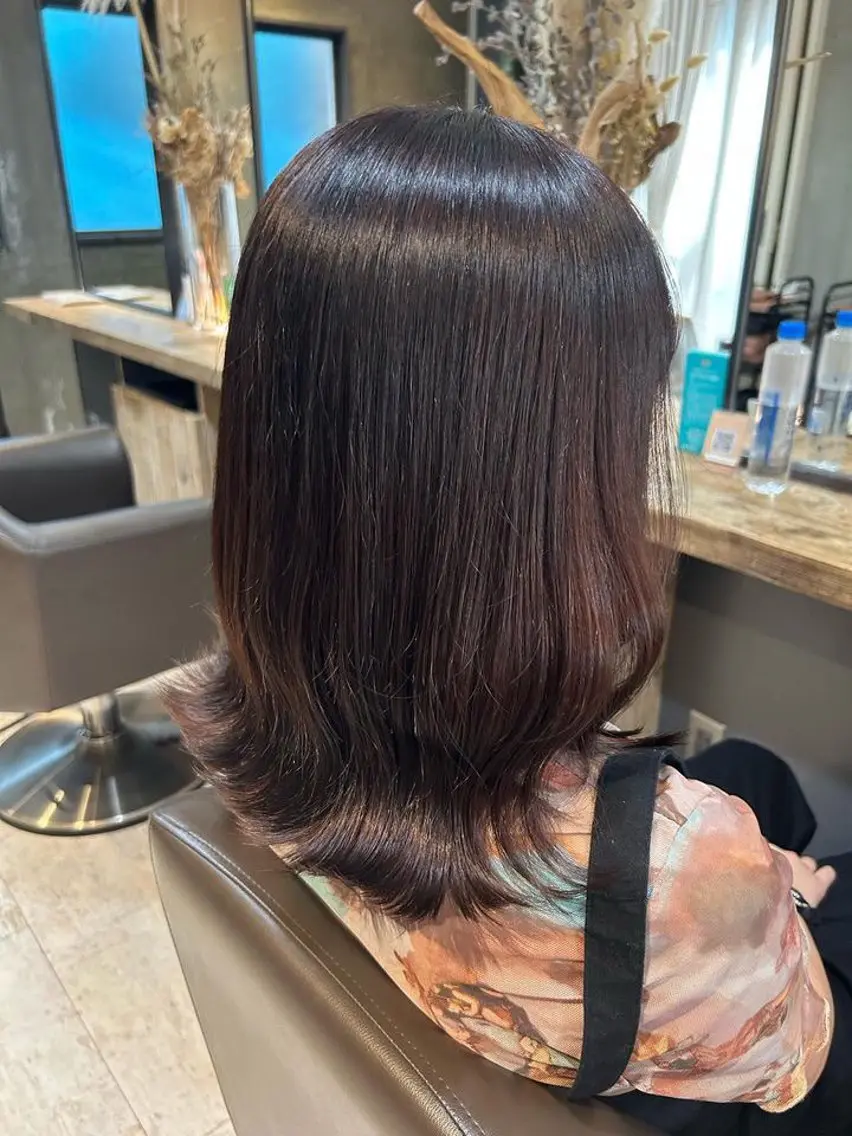 ミディアム レッドブラウン 暖色＊ベージュ ＊くらたあやかのヘアスタイル