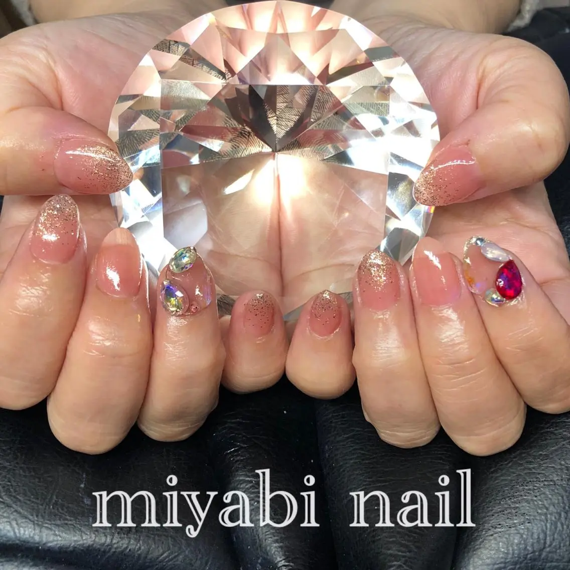ネイル アートネイル チークネイル ジェルネイル キラキラネイル ラメ(グリッター) miyabi nail 桂川駅近くのネイルデザイン