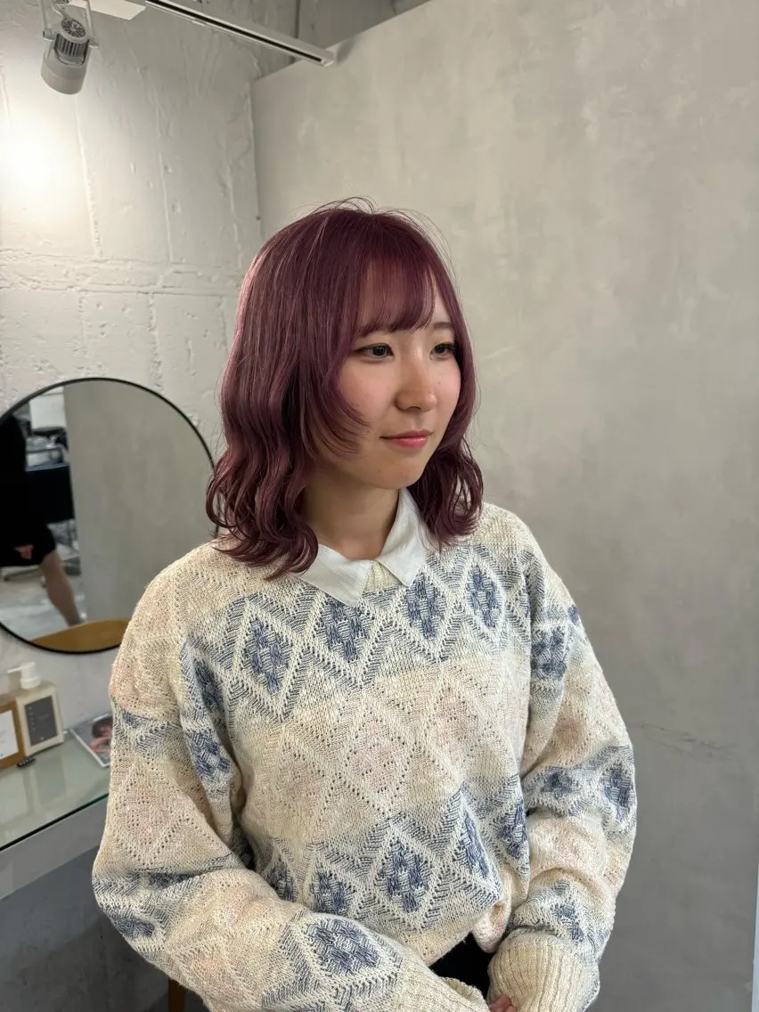 セミロング カット ヘアカラー トリートメント 100％可愛い顔周り 💓レイヤー/しずくのヘアスタイル