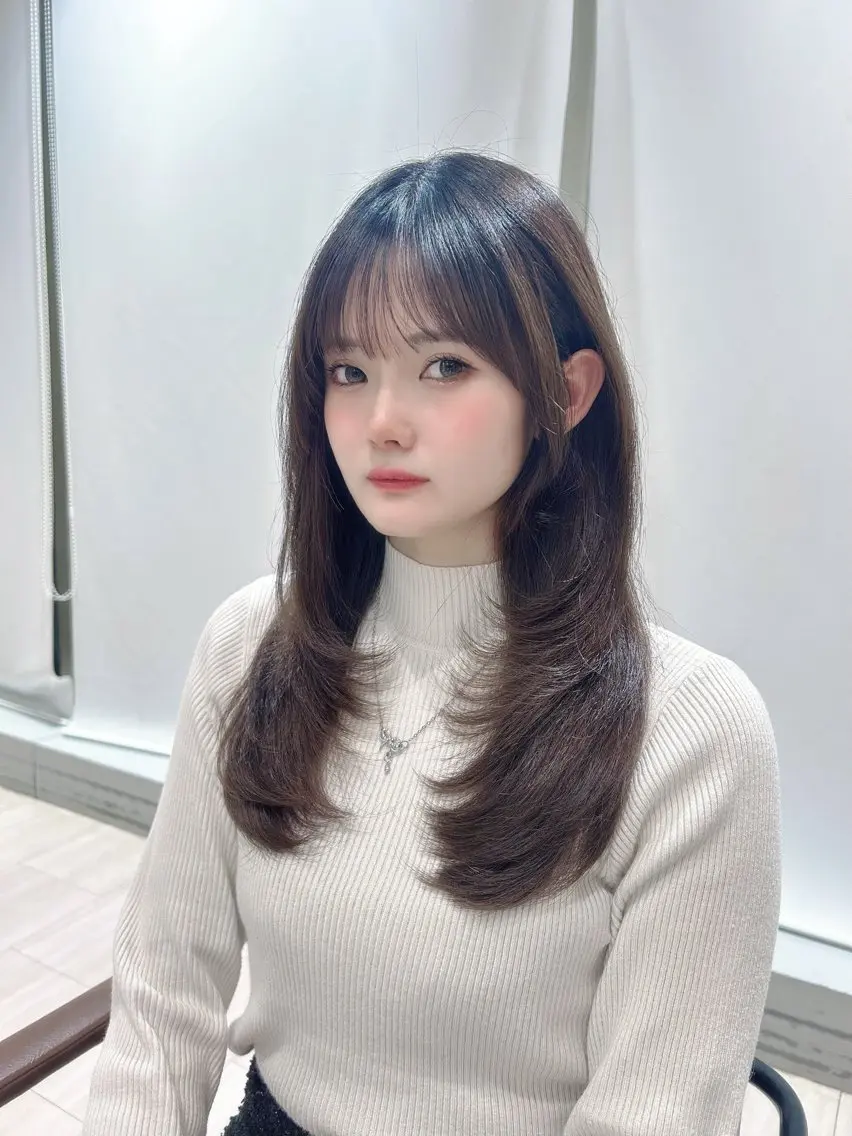 ロング カット ヘアカラー トリートメント 🎀大竹美侑/顔まわ りカット/レイヤーのヘアスタイル