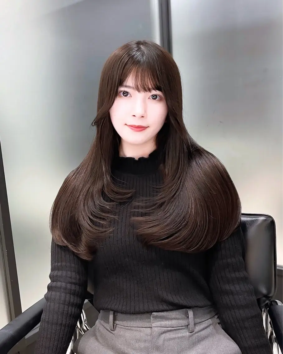 ロング 韓国風ヘア レイヤーカット カット 韓国レイヤーカット 髪質改善▫️水野有真のヘアスタイル