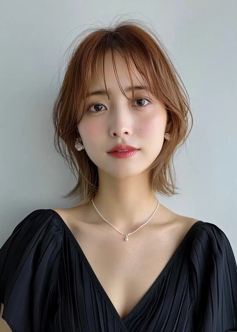 ミディアム カット ヘアカラー トリートメント 韓国風/髪質改善/ ナガヤアキラのヘアスタイル
