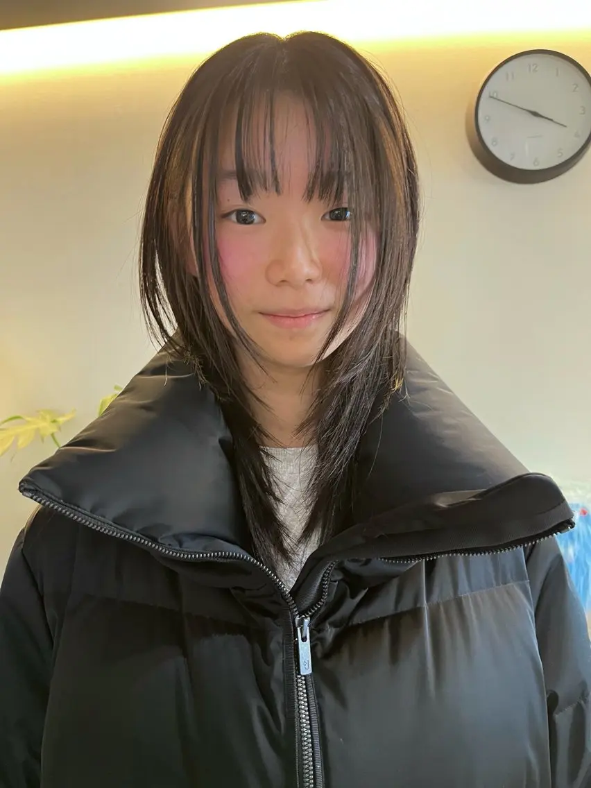 セミロング オレンジブラウン ハッシュカット レイヤーカット ウルフカット ウルフレイヤー カット レイヤーカット\ウル フ　chinatsuのヘアスタイル