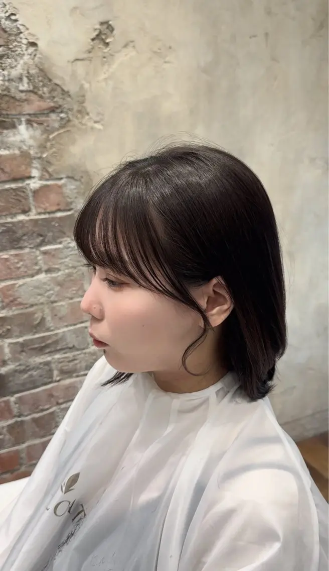ミディアム カット ヘアカラー トリートメント 銀座/レイヤー 顔周りカット溝手優太のヘアスタイル