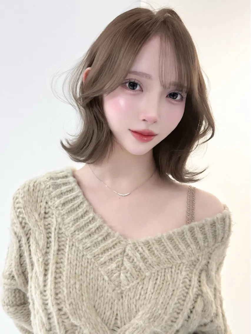 ミディアム カラー ヘアアレンジ 縮毛矯正🤍 盛れるボブ/ひかりのヘアスタイル