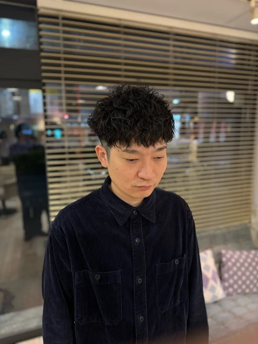 パーマ メンズ フェードカット マッシュ メンズパーマ メンズショート スペインカール カット 大宮/メンズパーマ 関勇也のヘアスタイル