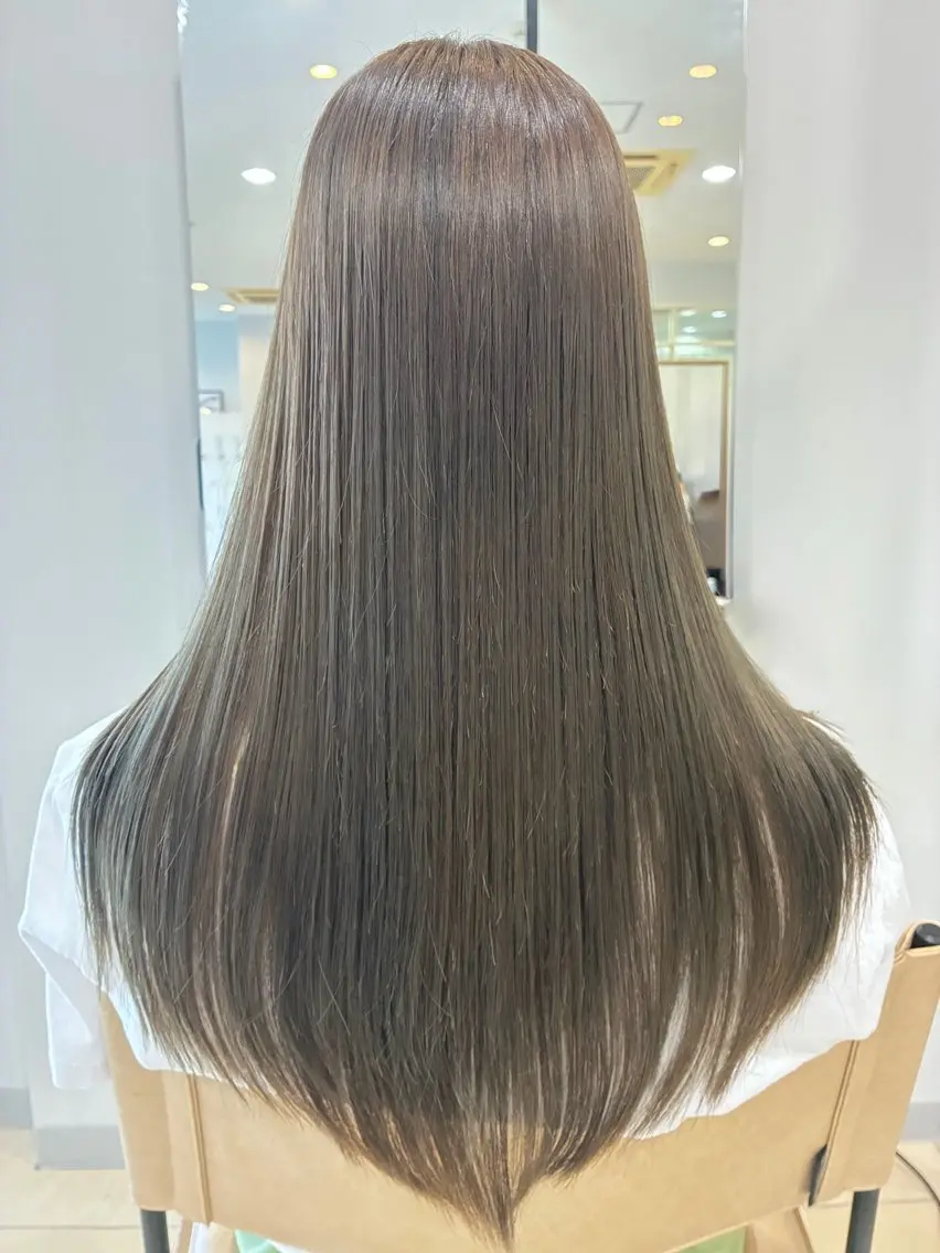 ロング カラー パーマ 酸性ストレート ストレートパーマ カット ヘアカラー 縮毛矯正 LiTA 浜線店 かなえみゆうのヘアスタイル