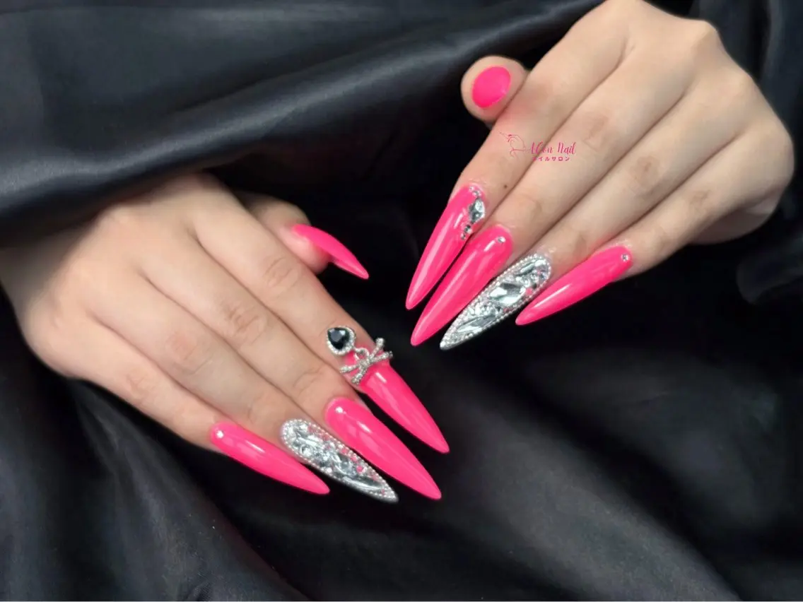 ネイル 桜ネイル 長さ出し フラワーネイル フレンチネイル ジェルネイル ハンドネイル ACon NailSalonのネイルデザイン