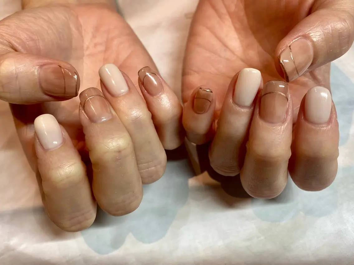ネイル ダブルフレンチ フレンチネイル maa kasi ⭐︎Makiのネイルデザイン