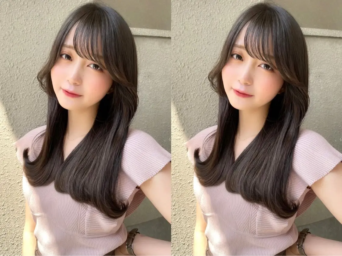 ミディアム カラー ミディアムレイヤー ブリーチ 透明感カラー ブリーチなしカラー 顔まわりレイヤー 【博多髪質改善】 吉村 清志のヘアスタイル
