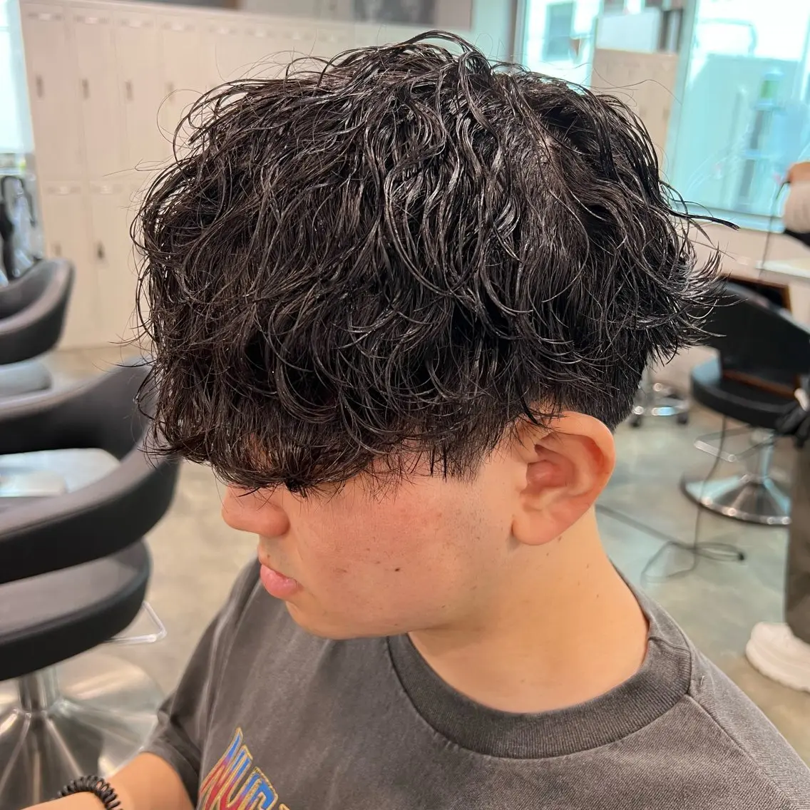 ショート カラー パーマ ヘアアレンジ メンズ キッズ アップバング センターパート メンズハイライト マッシュ メンズパーマ 🔷横浜1のパーマ 職人🔷将太郎のヘアスタイル
