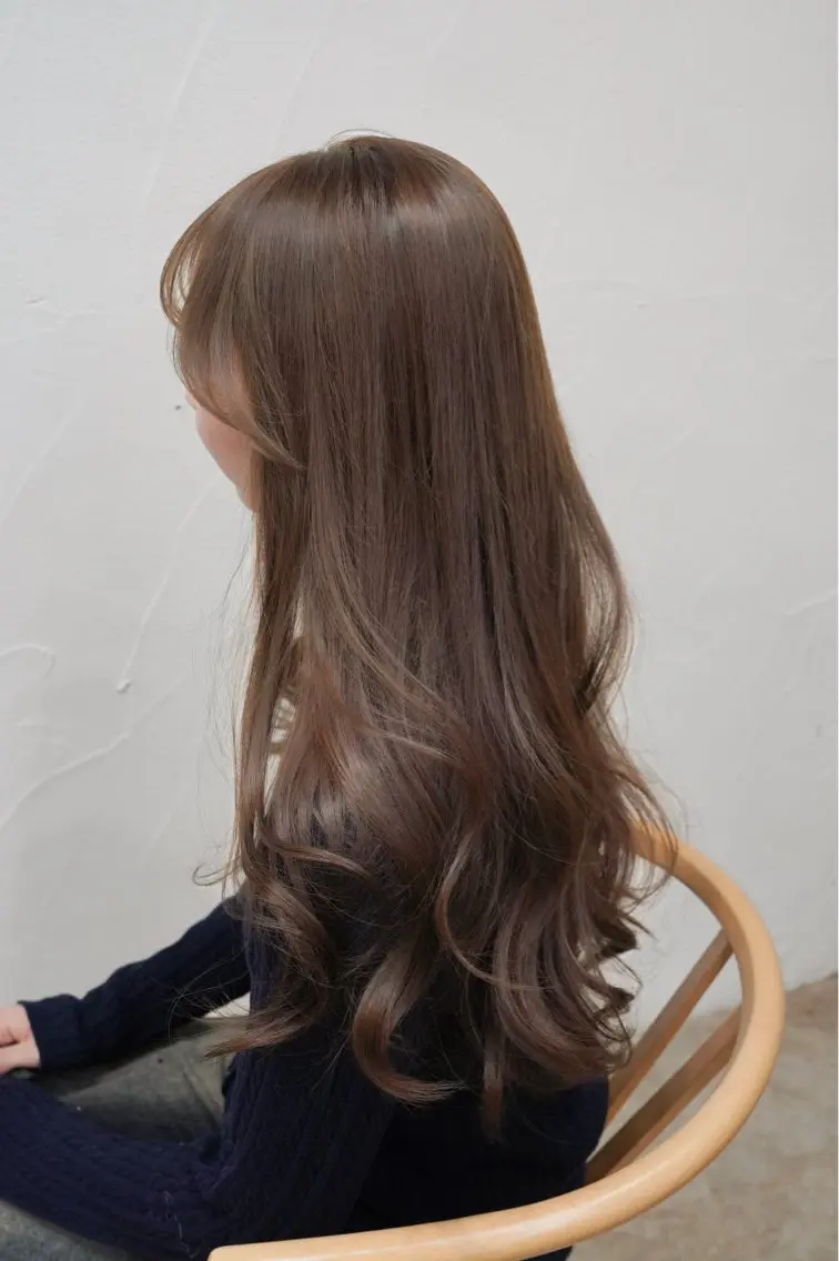 ロング カラー ブリーチ ブリーチなしカラー ヘアカラー トリートメント 透けヘア/艶ベージュ ヘアセット/nagiのヘアスタイル