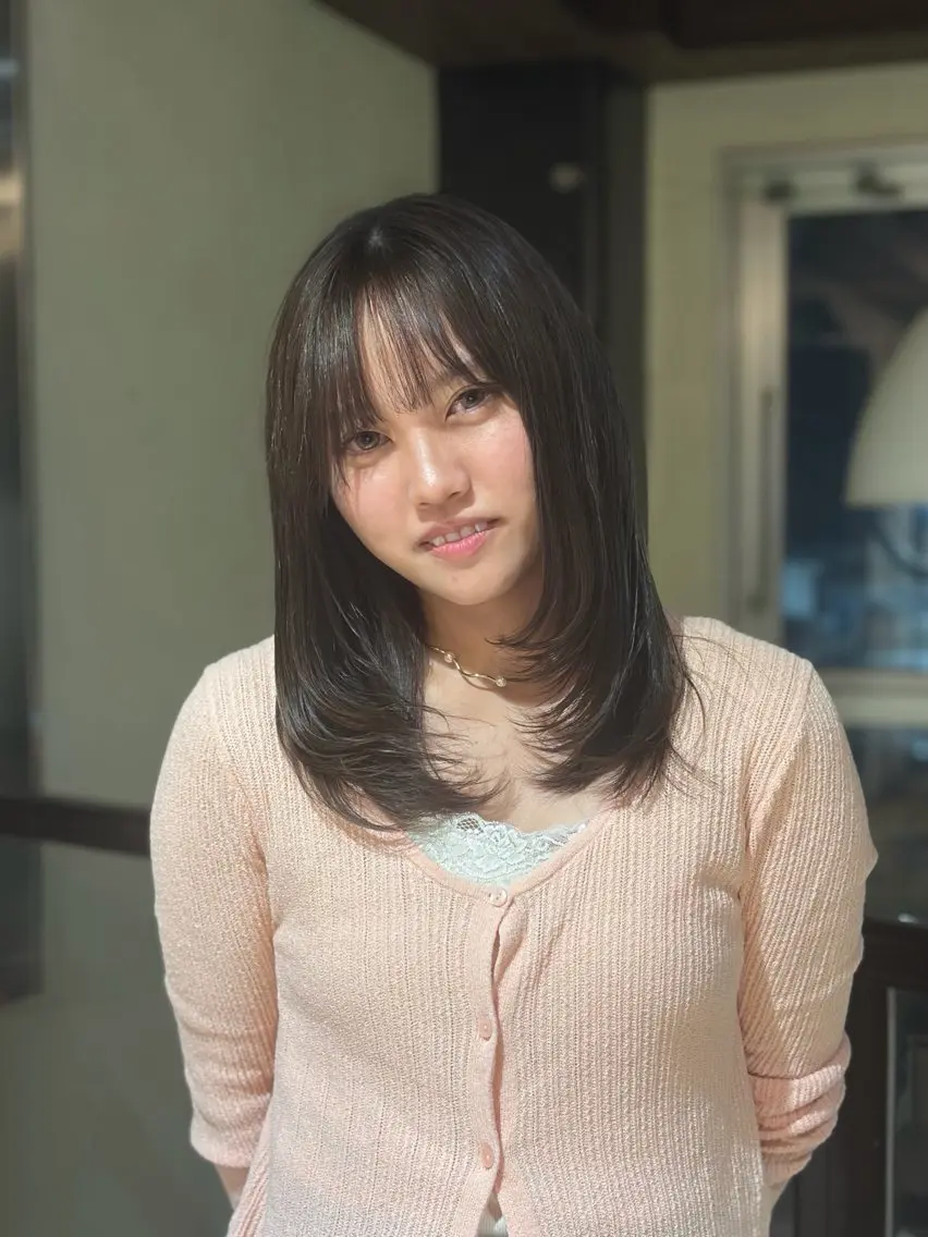 セミロング カット 岡大前ハッシュカット ×髪質改善/松島大己のヘアスタイル