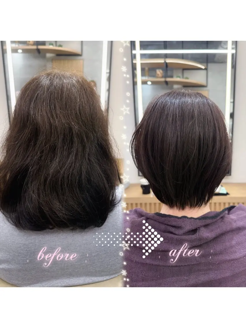 ショート カット ヘアカラー 縮毛矯正 縮毛矯正/透明感 カラー/minaのヘアスタイル