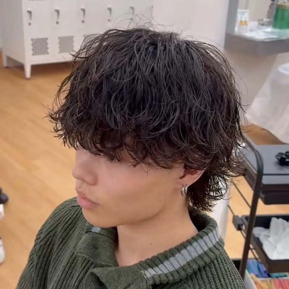 パーマ メンズ メンズパーマ 波巻きパーマ メンズウルフカット ウルフカット 【メンズ特化美容師】 大河内 名駅のヘアスタイル
