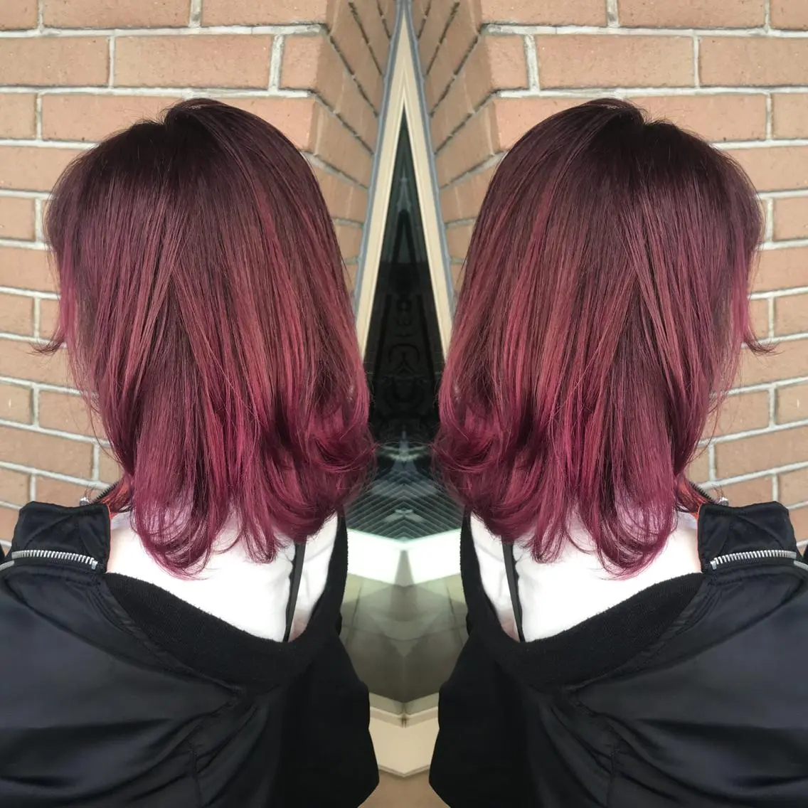 ミディアム カラー パーマ ヘアアレンジ キッズ ネイル マツエク・マツパ レッドカラー 赤色 サロンドミルク 原宿のヘアスタイル