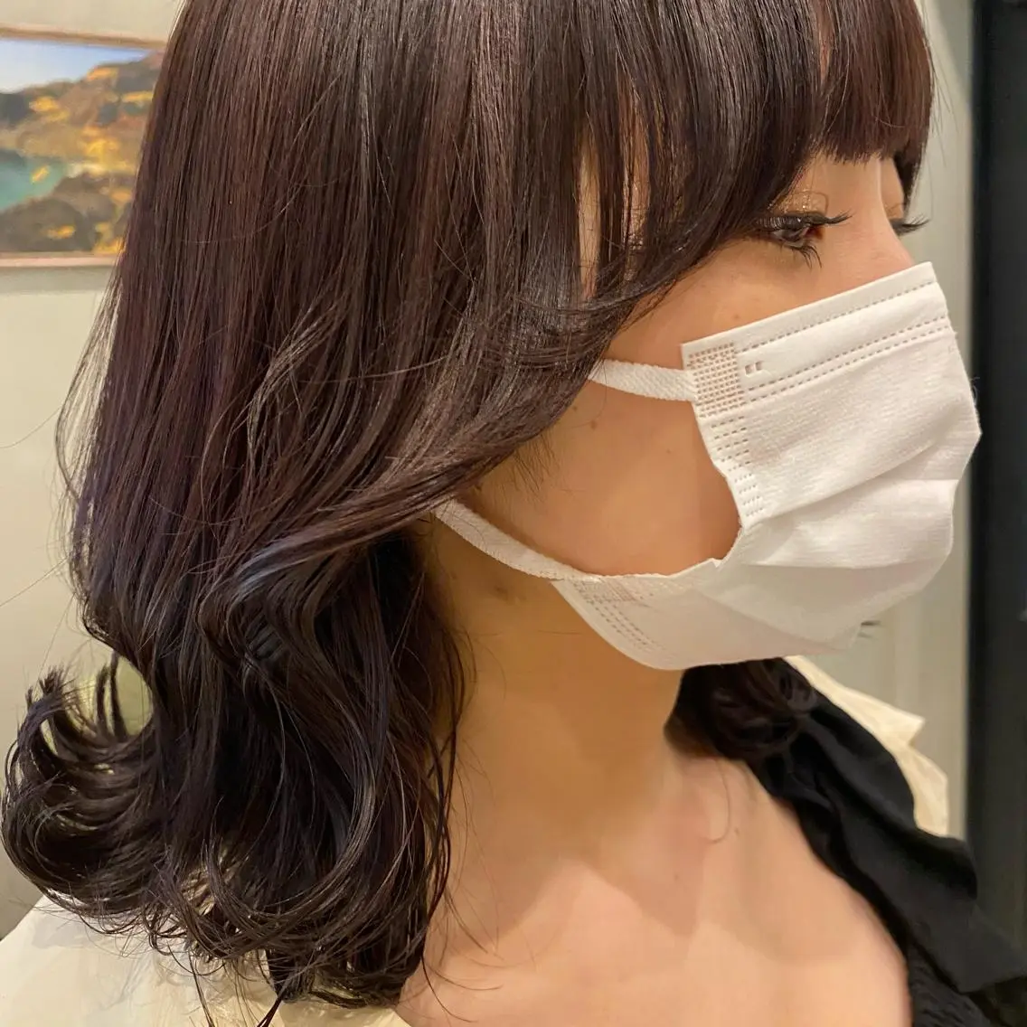 ミディアム 顔まわりレイヤー レイヤーカット トリートメント ヘアセット 新宿/顔周りカット +レイヤー=しずく♩のヘアスタイル