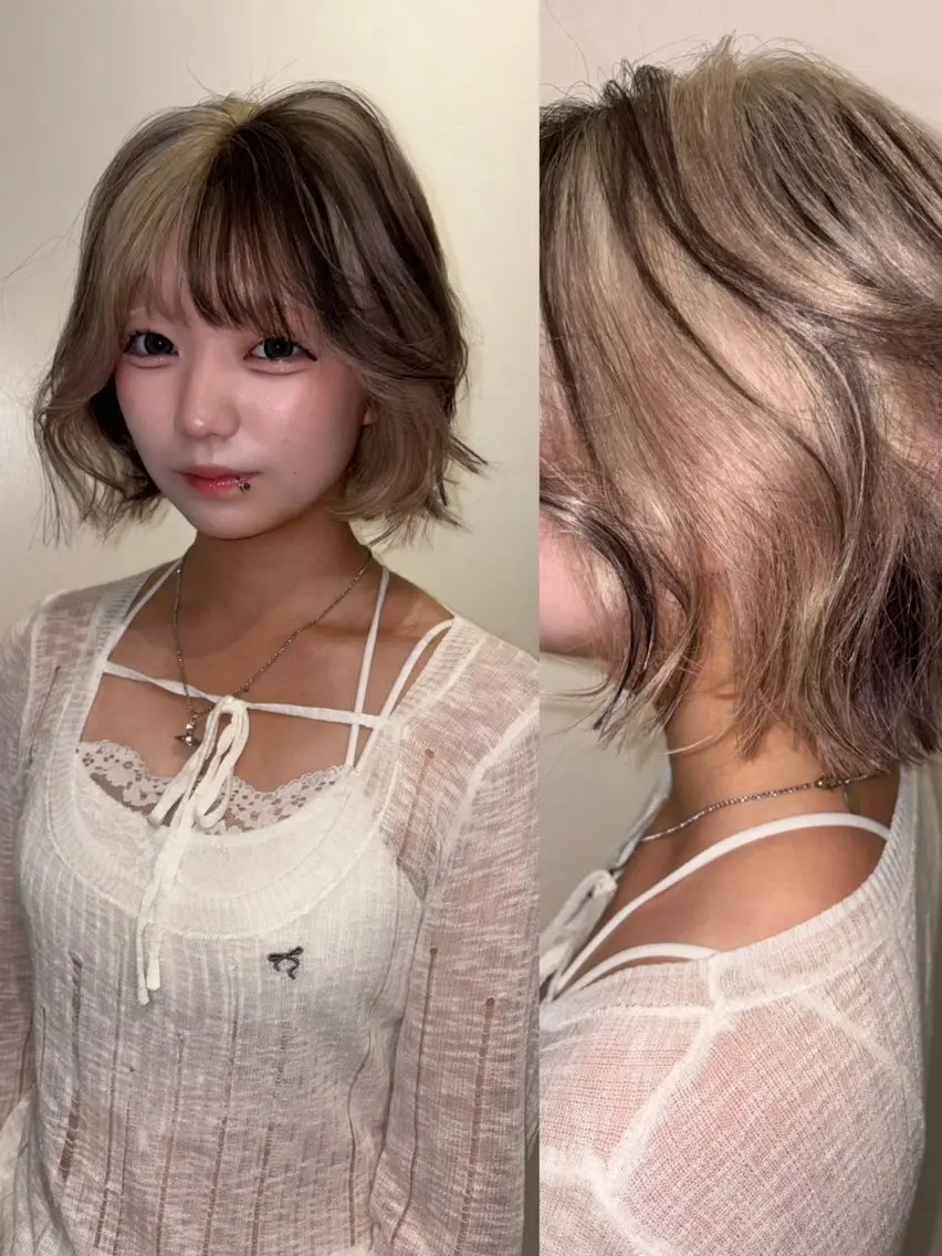 ミディアム カラー カット ヘアカラー ヨシノ マナウのヘアスタイル