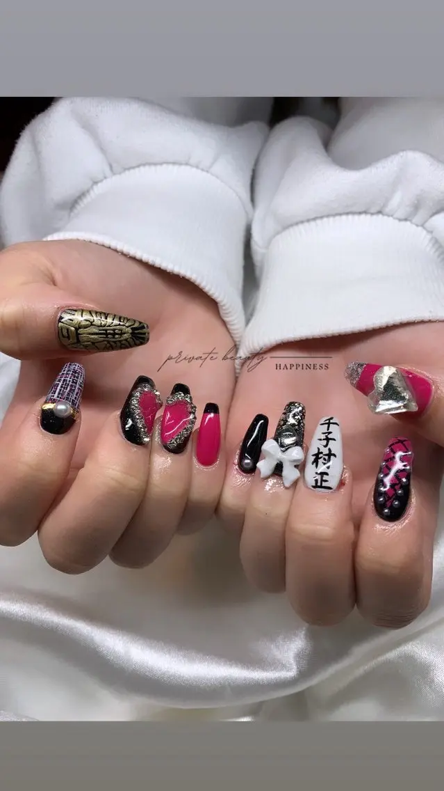 ネイル 持ち込み ピンク スカルプネイル happiness nailのネイルデザイン