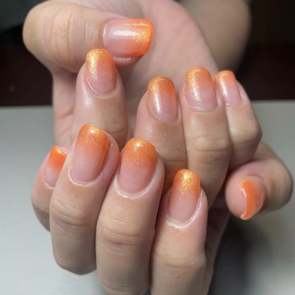 ネイル ラメ(グリッター) ラメグラデーション オレンジ WATANABE MAYUMIのネイルデザイン