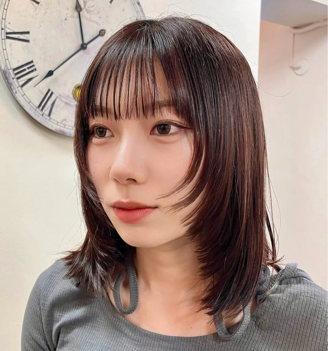 ミディアム 顔周りカット レイヤーカット 似合わせ×透明感 カラー🤍MAOのヘアスタイル