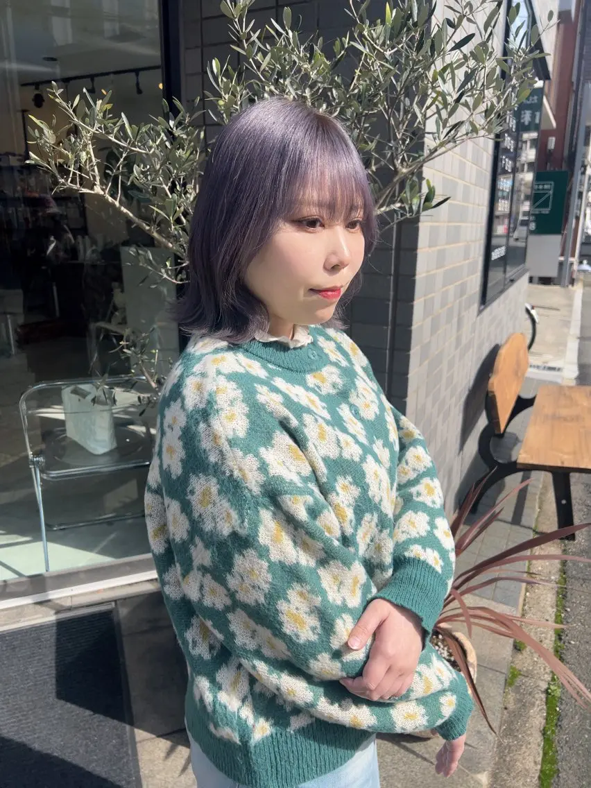 ショート カラー アッシュ ブリーチ ラベンダーカラー ラベンダーアッシュ ヘアカラー トリートメント (h)wim ウィムのヘアスタイル