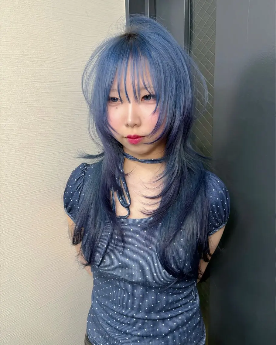 ロング カラー カット ヘアカラー トリートメント jyui/原宿 ハイトーン/デザインのヘアスタイル
