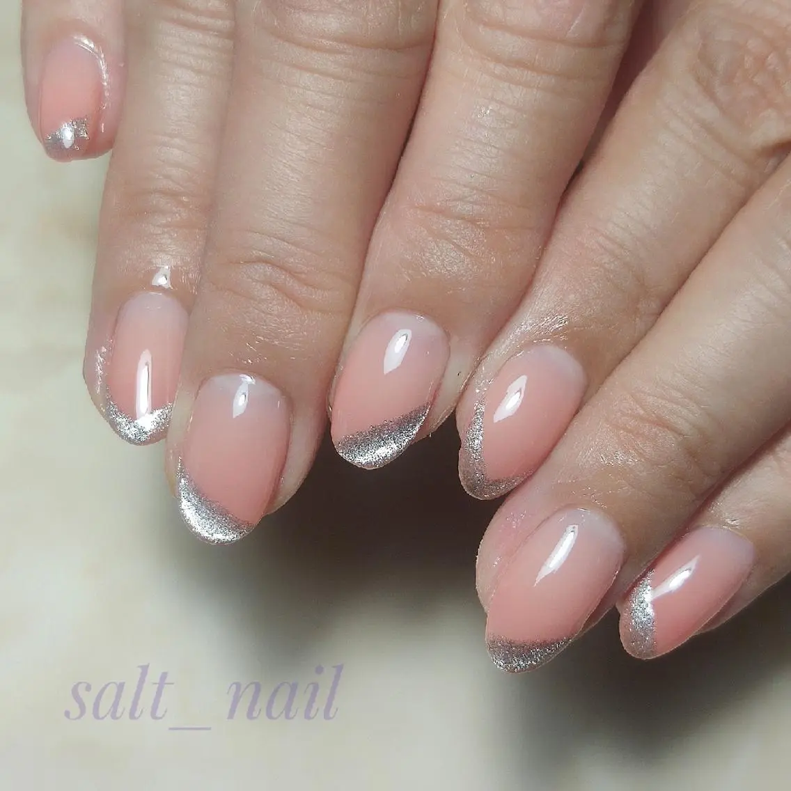 ネイル フレンチネイル マグネットネイル マグネットフレンチ 個人サロン saltnailのネイルデザイン