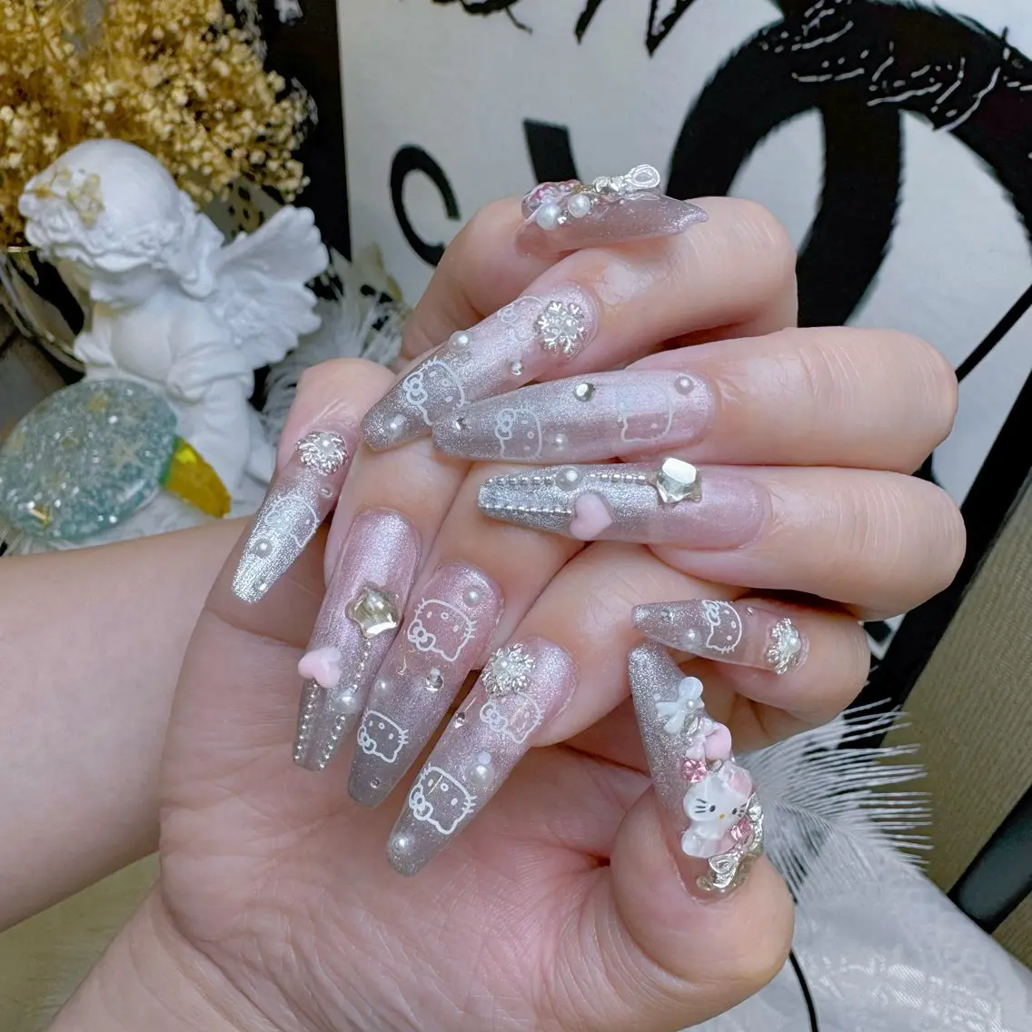 ネイル クリアネイル グラデーション ハート キラキラネイル 韓国ネイル ハンドネイル princess スカルプ専門店のネイルデザイン